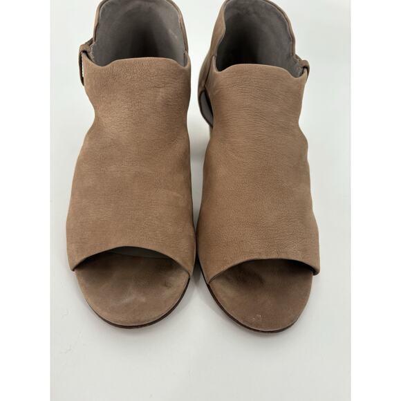 Eileen Fisher Iris Sandals Womens 8.5 Brown Leather Peep Toe Cut Out Casual Heel - Picture 3 of 15
